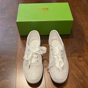 Kate Spade for Keds Glitter White Sneakers **New**